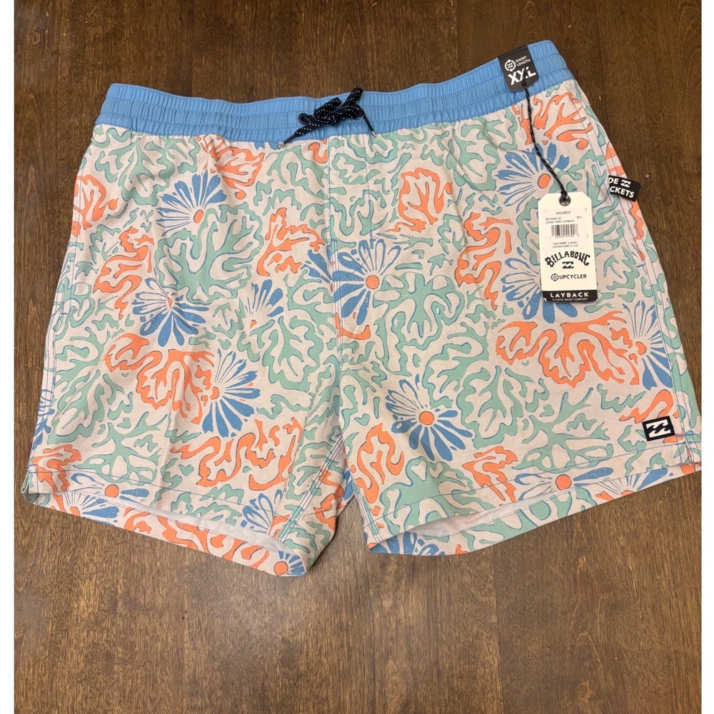 Billabong Mens Good Times Layback Board Shorts XXL Blue Coral Floral ABYJV00135